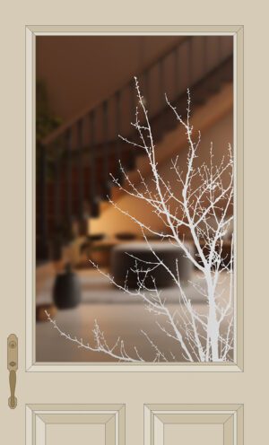 Autumn Tree Reverse Etched Glass Panel Half Lite Door