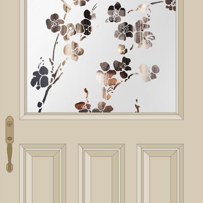 Cherry Blossom Etched Glass 1930s Door