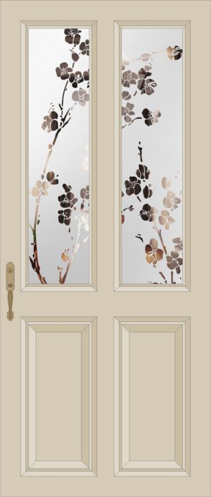 Cherry Blossom Etched Glass Split Glazed Door