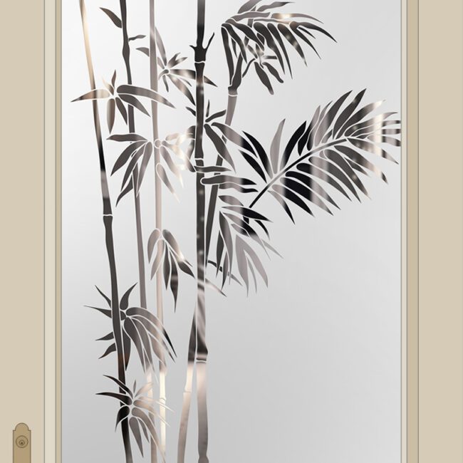 Etched Glass Bamboo Half Glazed Door