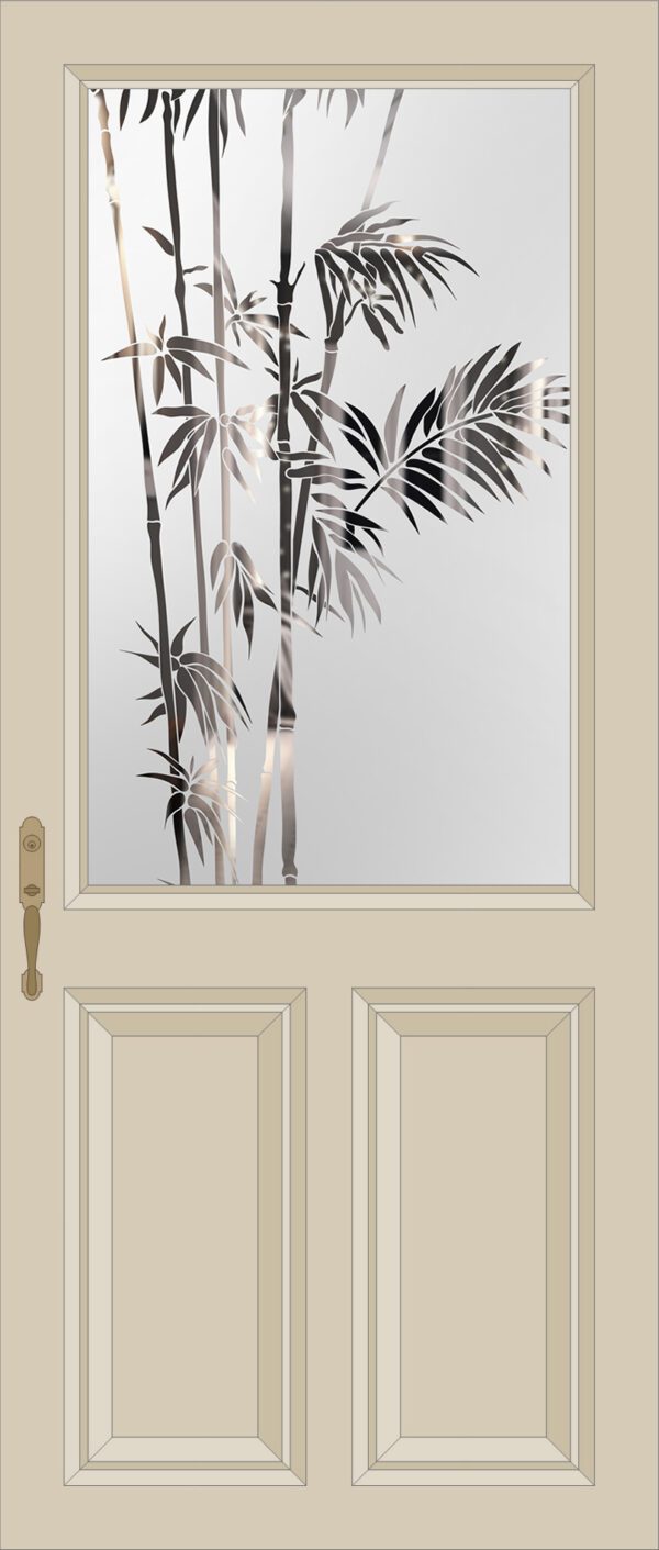 Etched Glass Bamboo Half Glazed Door