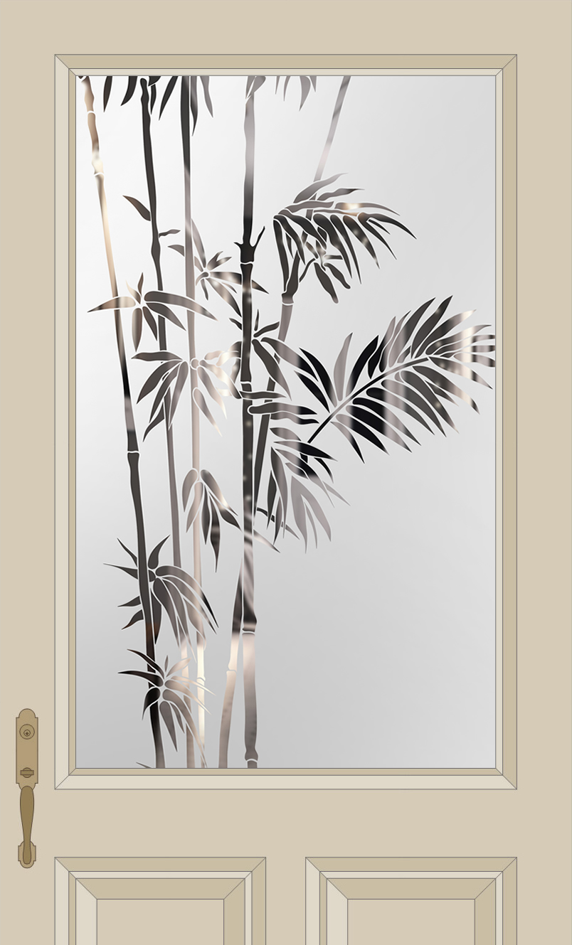 Etched Glass Bamboo Half Glazed Door