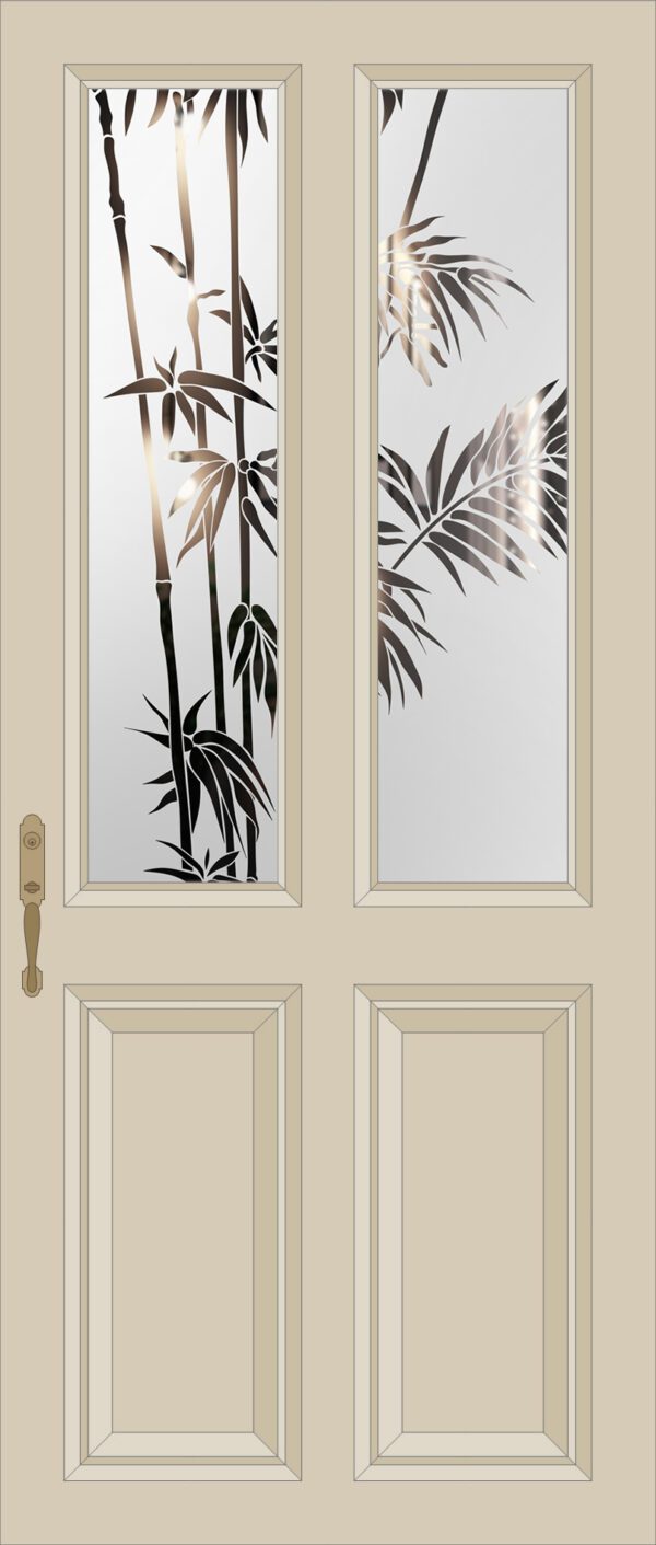 Etched Glass Bamboo Split Glazed Door