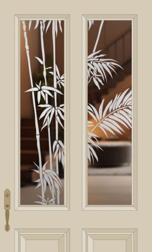 Etched Glass Bamboo Split Glazed Door Reversed
