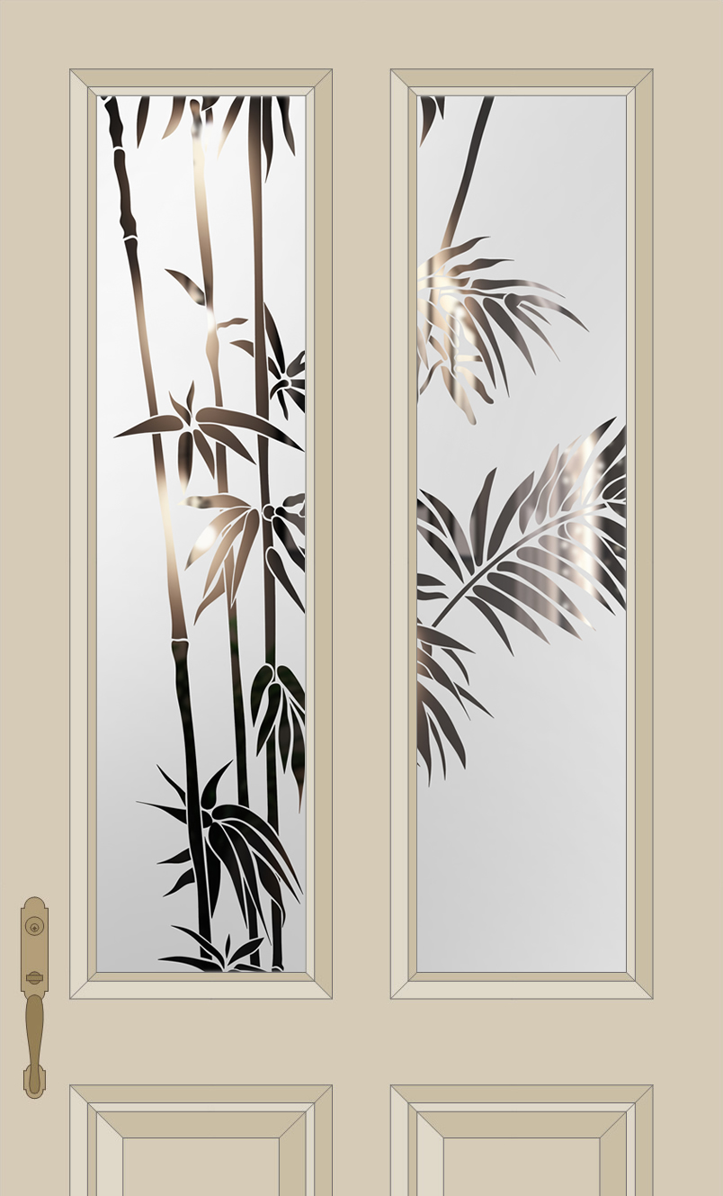 Etched Glass Bamboo Split Glazed Door