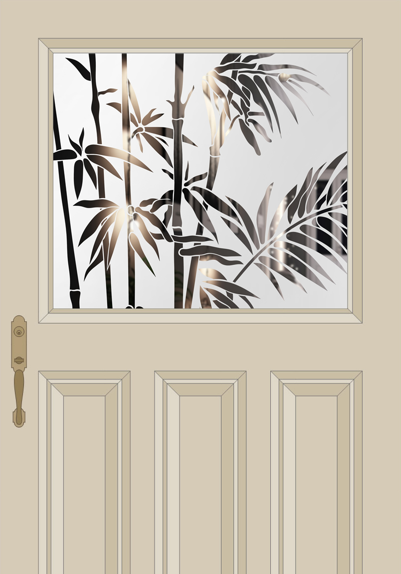 Etched Glass Bamboo Third Lite Door