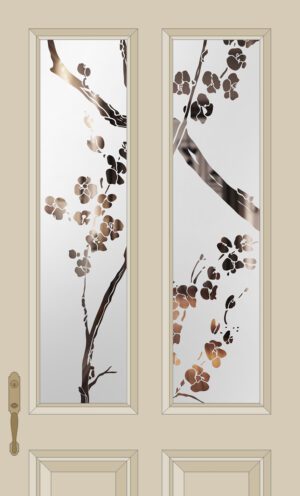Etched Glass Blossom Tree Split Glazed Door