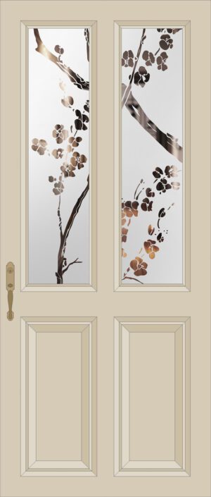 Etched Glass Blossom Tree Split Glazed Door