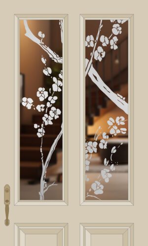Etched Glass Blossom Tree Split Glazed Door