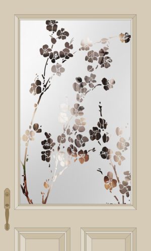 Etched Glass Cherry Blossom Half Glazed Door