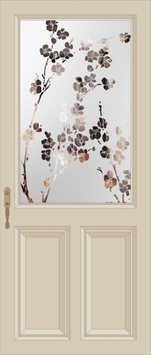 Etched Glass Cherry Blossom Half Glazed Door