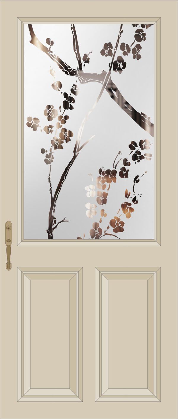 Etched Glass Blossom Tree Half Lite Door