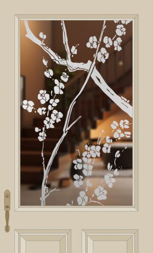 Etched Glass Blossom Tree Half Lite Door