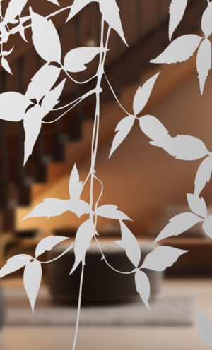 Etched Glass Hallhill Leaves
