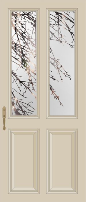 Spring Tree Split Glazed Door Etched Glass