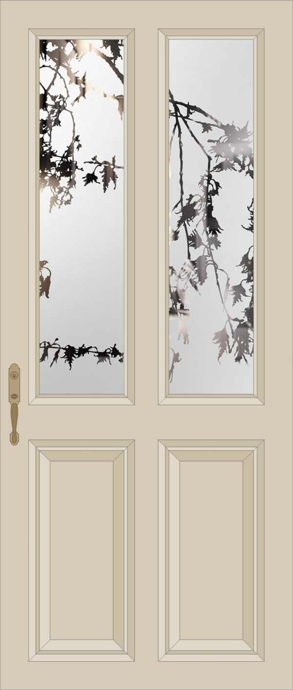 Etched Glass Sycamore Leaves Halt Glazed Door