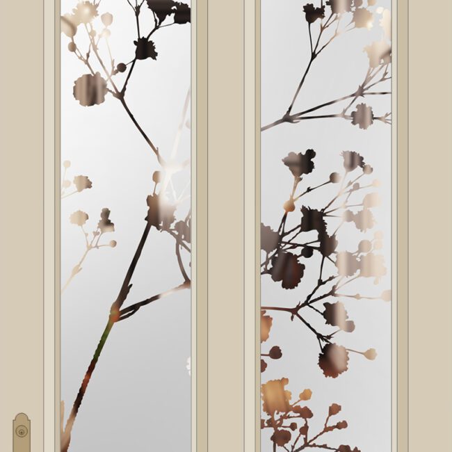 Etched Glass Gypsophila Split Glazed Door