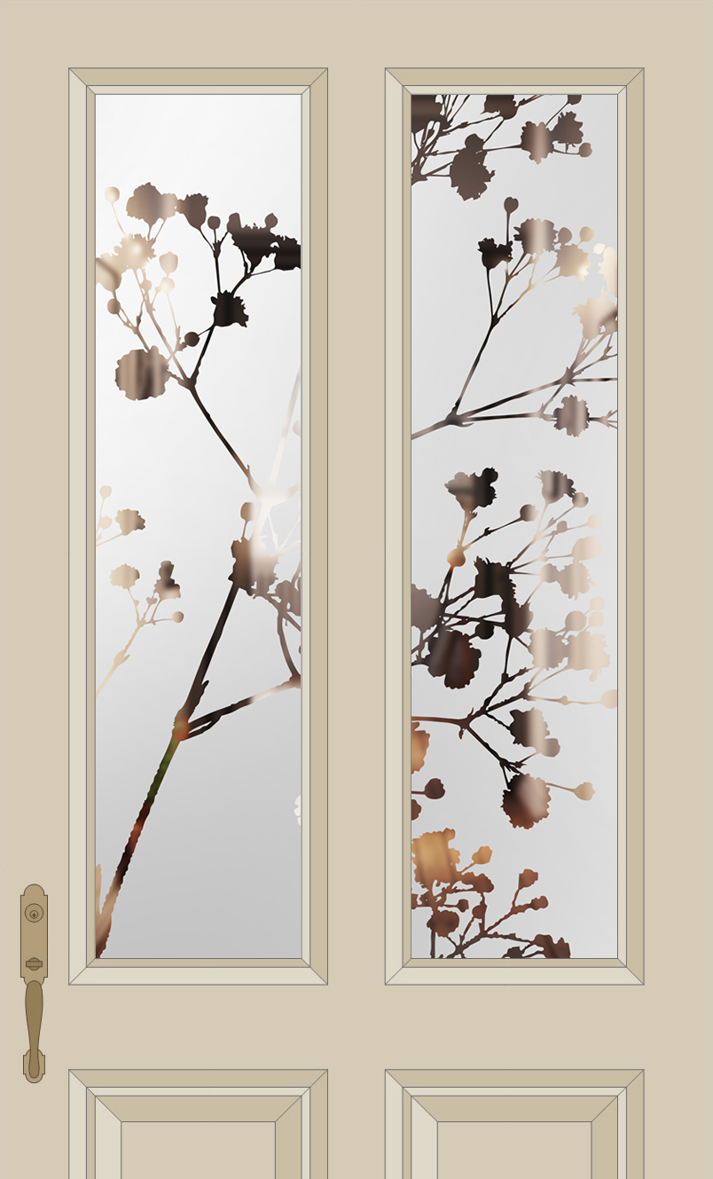 Etched Glass Gypsophila Split Glazed Door