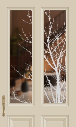 Etched Glass Autumn Tree Split Glazed Door