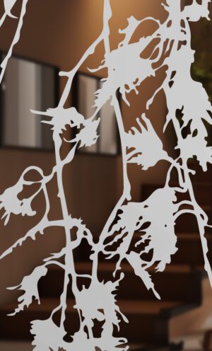Etched Glass Sycamore Leaves Close Up