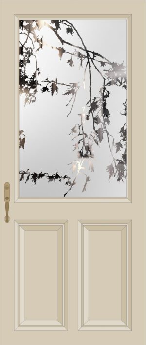 Etched Glass Sycamore Leaves Half Glazed Door
