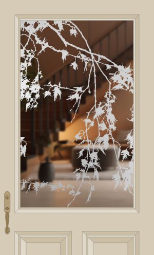 Etched Glass Sycamore Leaves Half Glazed Door