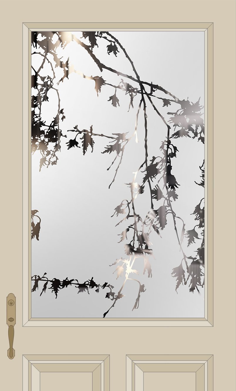 Etched Glass Sycamore Leaves Half Glazed Door