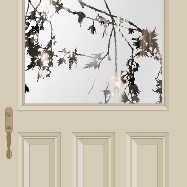 Sycamore Leaves Etched Glass Third Lite Door