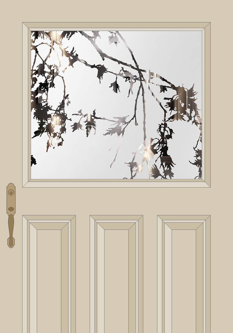 Sycamore Leaves Etched Glass Third Lite Door