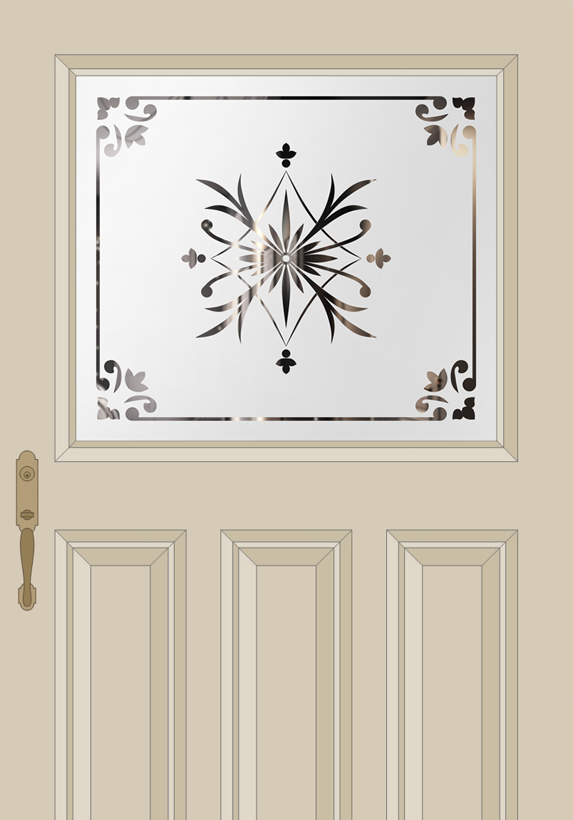 Traditional Etched Glass Panel 1930s Door