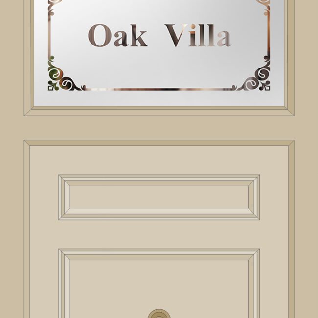 Etched Glass House Name Transom Lite Door