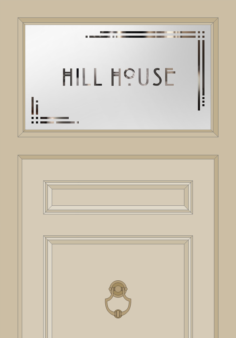 Etched Glass House Name Transom Lite Door
