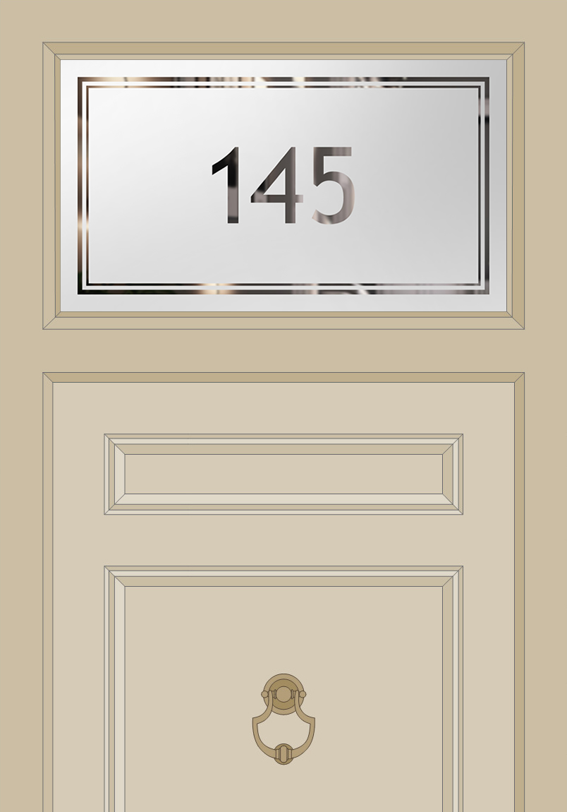 Etched Glass House Number Transom Lite Door