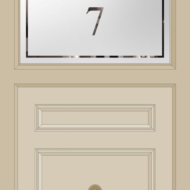 Etched Glass House Numeral Transom Lite Door